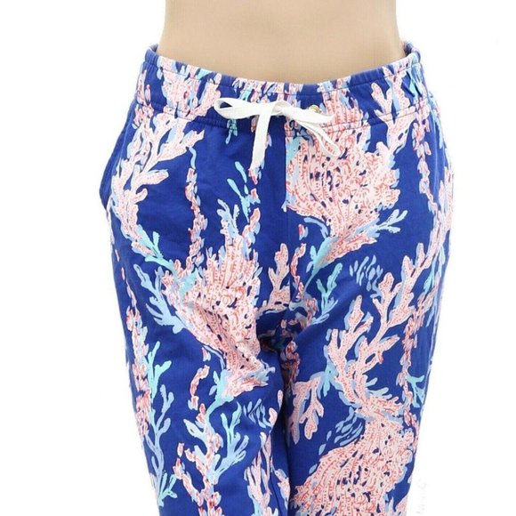 Lilly Pulitzer 28" Emora Knit Pants Printed Cotton Blue Resort S New - Picture 6 of 9